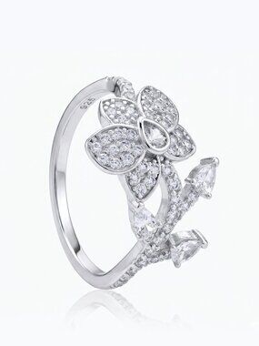 Floral Ring, 925 Sterling Silver Charmed Aroma Flower Collection